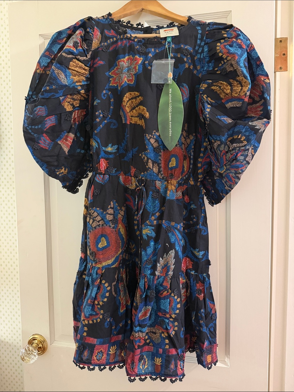 Womans Farmrio Floral Puff-Sleeve Dress - Multicolor